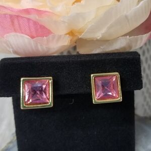 Swarovski Pink Faceted Crystal Earrings (Vintage)